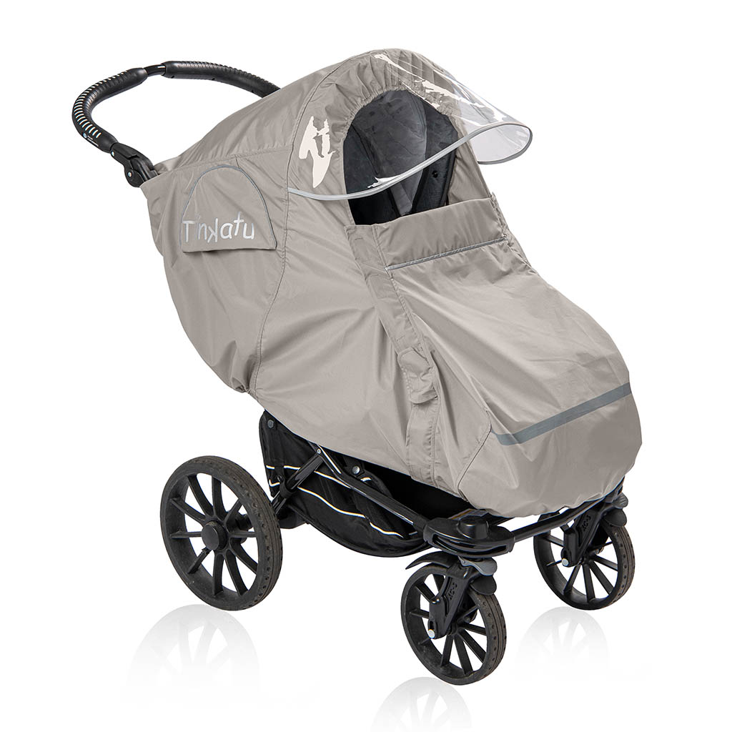 Tinkafu lietaus apsauga su stogeliu „Magic Print“ – smėlinė