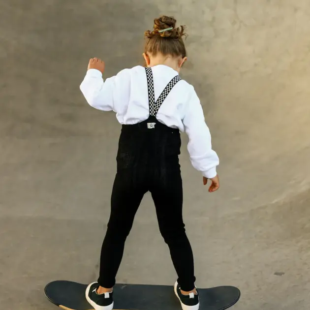 Silly Silas „Footless Classic Black Checked“ – be pėdučių pėdkelnės-kojinės su petnešėlėmis