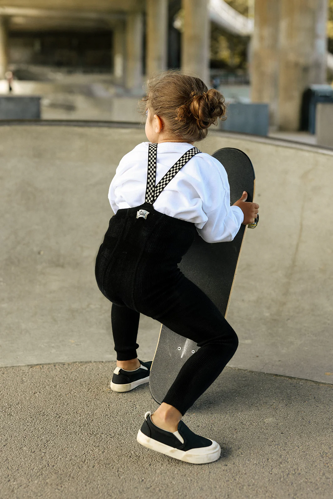 Silly Silas „Footless Classic Black Checked“ – be pėdučių pėdkelnės-kojinės su petnešėlėmis - Image 2