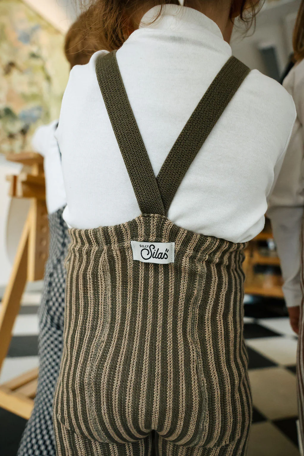 Silly Silas „Footed Special Seaweed × Peanut Striped“ - pėdkelnės-kojinės su petnešėlėmis - Image 3