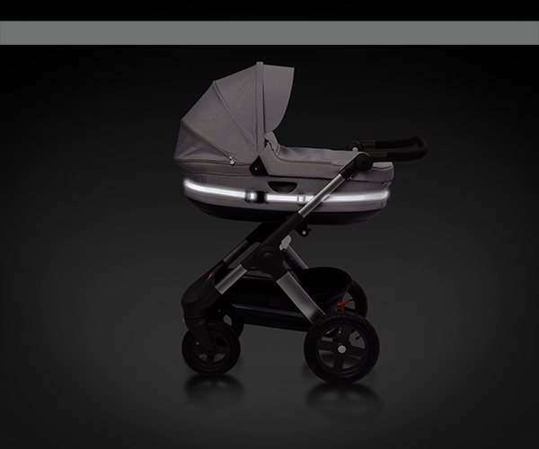 Elastingas atšvaitinis dirželis vežimėliui (pilkas)