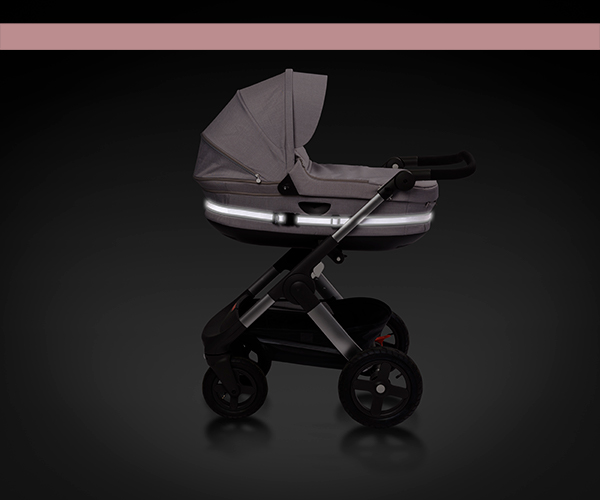 Elastingas atšvaitinis dirželis vežimėliui (rožinis)