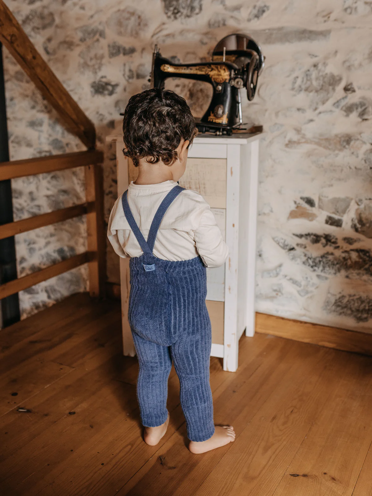 Silly Silas „Footless Steel Blue“ – be pėdučių pėdkelnės-kojinės su petnešėlėmis