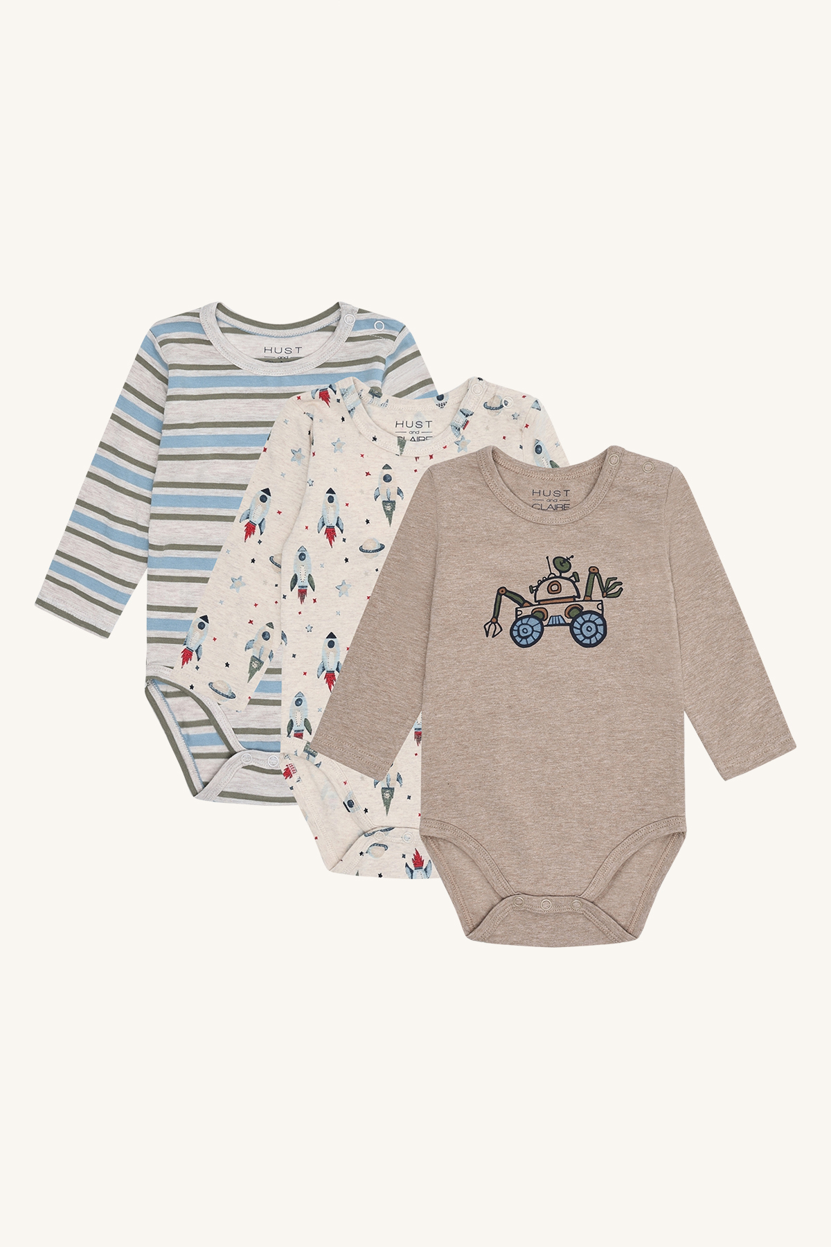 Hust and Claire bodis ilgomis rankovėmis – 3 vnt. (Bertram Rocket, Wheat)