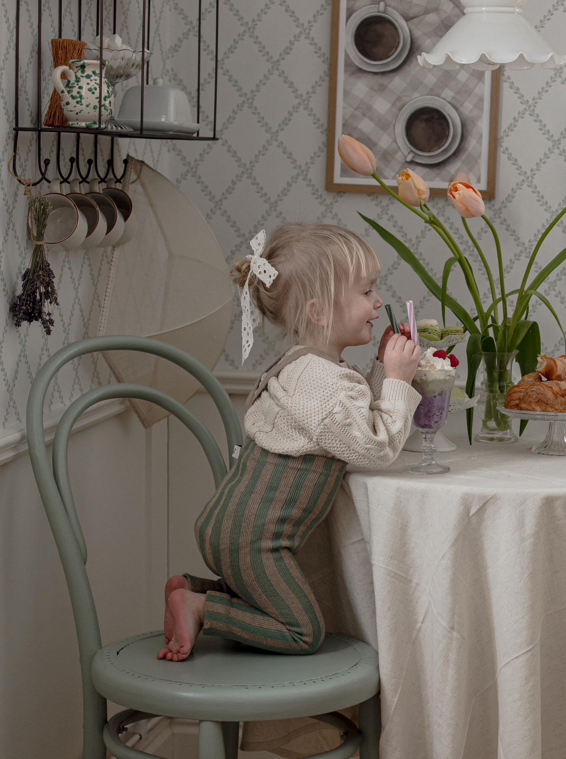 Silly Silas dryžuotos matcha/riešutų pėdkelnės (be pėdučių) - Image 6